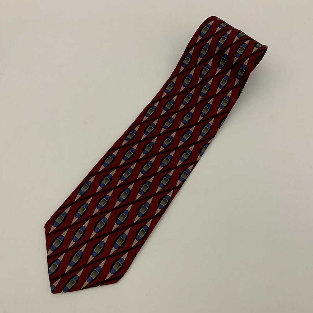 Louis‎ Feraud Men's Tie Necktie Multi-color Maroon Gray Purple 100% Silk